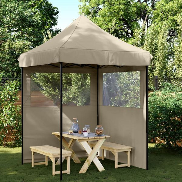 vidaXL Partyzelt Faltbar Pop-Up mit 2 Seitenteilen Taupe, 4004994
