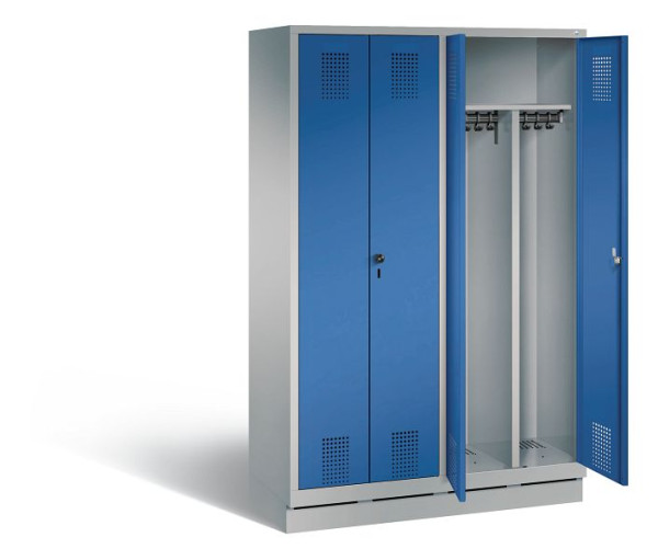 C+P Schwarz-Weiss-Spind Evolo, H1800xB1190xT500mm, Farbe: Weißaluminium / Enzianblau, 48022-40 S10275