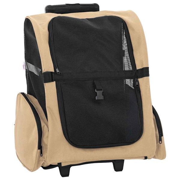 vidaXL Trolley für Haustiere 3-in-1 Sandfarbe 48x32x(57-106) cm cm Oxford-Gewebe, 42007370