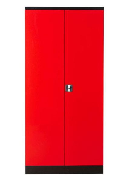 Gürkan Flügeltürenschrank, 42 x 92 x 195 cm, Schwarz, Feuerrot, Fachboden Stück 4, FLC.19/N, 111745