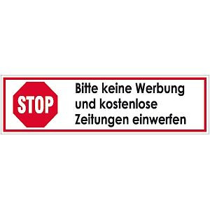 Moedel STOP Bitte keine Werbung und kostenlose Zeitungen..., Folie, 70x20mm, VE: 7 Stück/Bogen, 60184