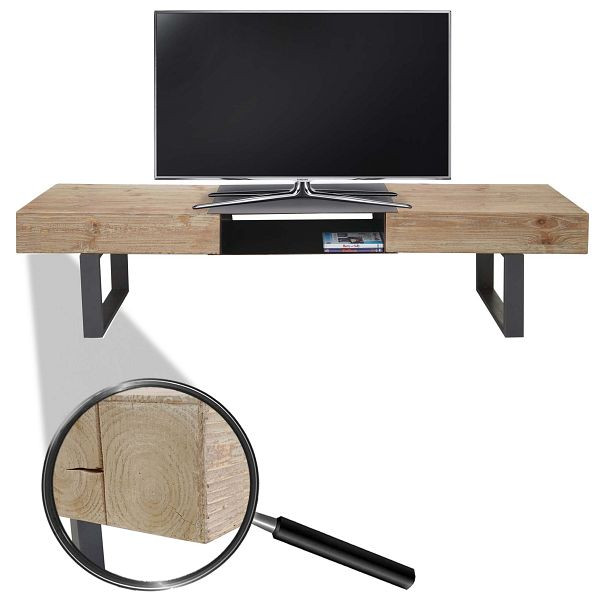 Mendler TV-Rack HWC-A15, Fernsehtisch, Tanne Holz rustikal massiv 46x180x41cm, 56899+56900