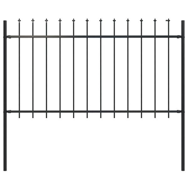vidaXL Gartenzaun mit Speerspitzen Stahl 1,7 x 1 m Schwarz, 144925