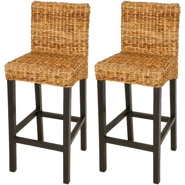 vidaXL Barstühle 2 Stück Abaca, Material: Mangoholz und Abacá, 242687
