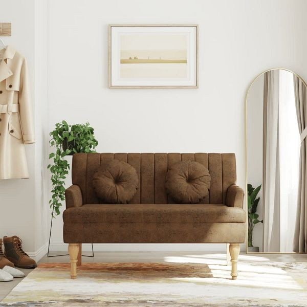 vidaXL Sitzbank mit Kissen Braun 113x64,5x75,5 cm Wildleder-Optik, 372139