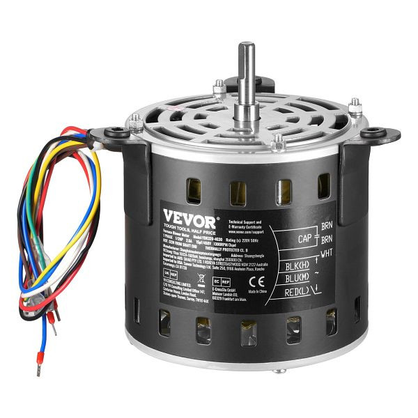 VEVOR 1/2 PS Gebläsemotor 2,6A, 1300/1100/800U/min 3 Gang 15μF/450V Kondensator, MSFGJDJ12HP3AY63CV7