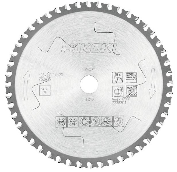 HiKOKI Cermet Kreissägeblatt INOX 185x20 Z48 Trapez- / Flachzahn, 752435