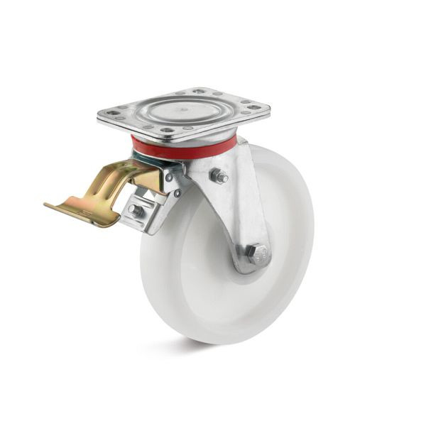 Torwegge Polyamid Lenkrolle mit Doppelstopp, Tragfähigkeit 300 kg, Rad-Ø 100 mm, Radbreite 35 mm, Ausladung 40 mm, Bauhöhe Gehäuse 78 mm, 0014547