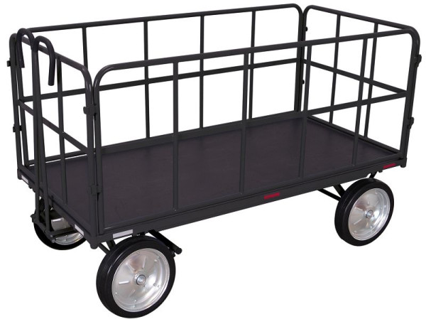 VARIOfit Handpritschenwagen mit 4 Rohrgitterwänden, Außenmaß: 2.065 x 1.015 x 1.340 mm, RAL 7016 anthrazitgrau, Radsatz: Vollgummibereifung, zu-45201/AG