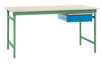 Manuflex Komplett-Beistelltisch BASIS stationär mit Melamin-Platte + Einzelschubfach, BxTxH: 1000 x 800 x 780 mm, Resedagrün, BB5231.6011