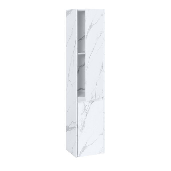 Mendler Hängeschrank HWC-L86, Badschrank Highboard Hochschrank, FSC® Melamin 2 Türen 3 Fächer 160x33cm, Marmor-Optik weiß, 102636