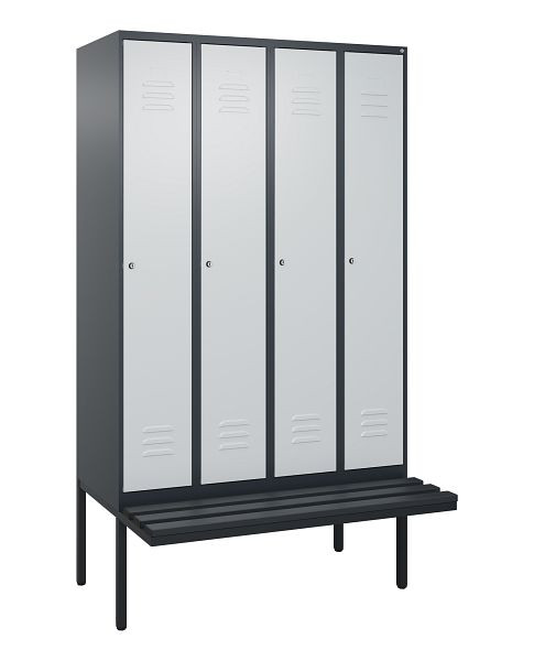 C+P Umkleidespind Classic PLUS, 4 Abteile, 2120x1200x815mm, 7016/7035, Zylinderschlösser, 3 Doppel-Haken, 0800407-40 S10028