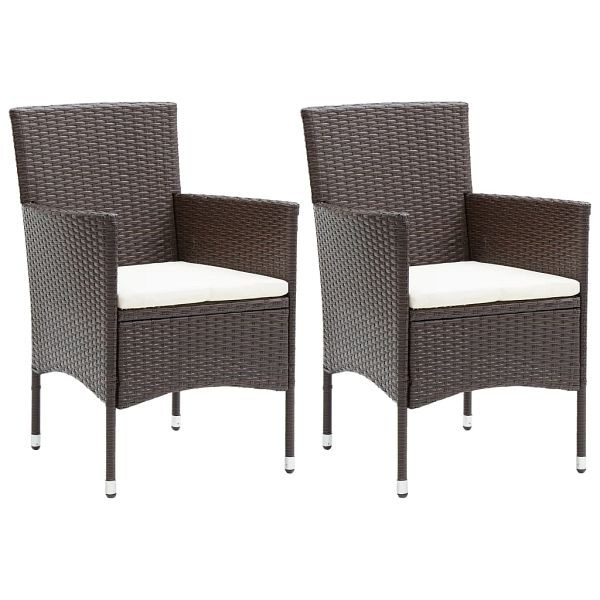 vidaXL Garten-Essstühle 2 Stück Poly Rattan Braun, 310554