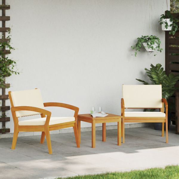 vidaXL 3-teiliges Bistro Set mit Kissen - Aus massivem Akazienholz, 4106466