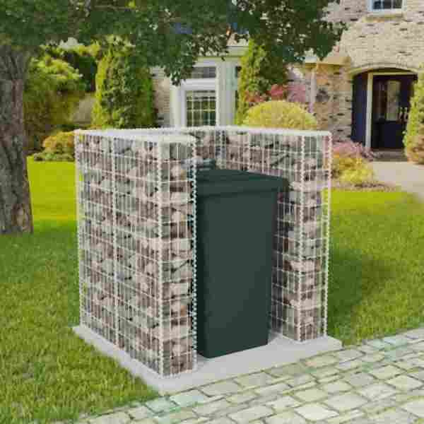 vidaXL Gabionen-Mülltonnenverkleidung für 1 Tonne Stahl 110x100x120cm, 142558