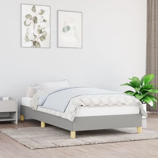 vidaXL Bettgestell Hellgrau 100x200 cm Stoff, Polyester, 346794