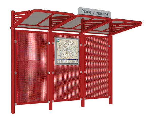 Procity Wartehalle Convi® Mit Blechrückwand - Ohne Seitenverkleidungen, Farbe RAL 3004, 529435.3004