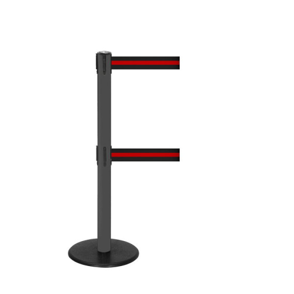 Stein HGS Personenleitsystem -P-Line Duo-, anthrazit, schwarz/rot/schwarz waagerecht (gestreift), mit Gurtendstück (Standard), Gurtlänge: 2 x 2,3 m, 36399-0902