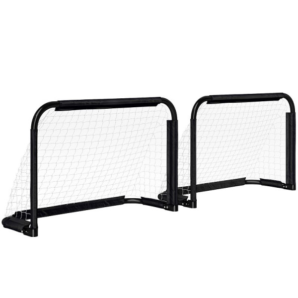 HOMCOM Fußballtor-Set, 2 klappbare Minitore, Metallrahmen, inkl. Werkzeug, 90 x 36 x 60 cm, A62-027V01BK