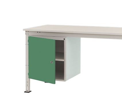 Manuflex Gehäuse-Unterbau UNIVERSAL Stationär, Nutzhöhe 500 mm mit 1 Tür links angeschlagen, für Tischtiefe 1200 mm, Resedagrün, ZB4967.6011