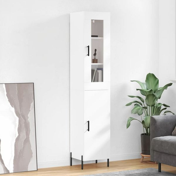vidaXL Highboard Hochglanz-Weiß 34,5x34x180 cm Holzwerkstoff, 3199179