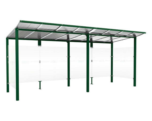Procity Wartehalle Modulo - Mit Seitenverkleidungen, Farbe RAL 6005, Maße: Breite 5000 x Höhe 2250 x Tiefe 2000 mm, 529671.6005