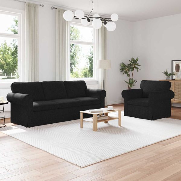 vidaXL Sofa 180cm 2 pcs Schwarz Metall, 3407576, 8721364374638