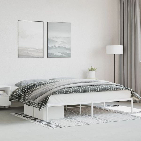 vidaXL Bettgestell Metall Weiß 193x203 cm, Material: Stahl, 373679