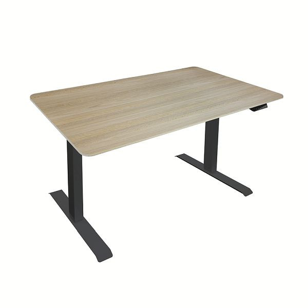 HOME DELUXE Höhenverstellbarer Schreibtisch elektrisch LUMINA - 120 x 60 cm Eiche mit schwarzem Gestell, 51033