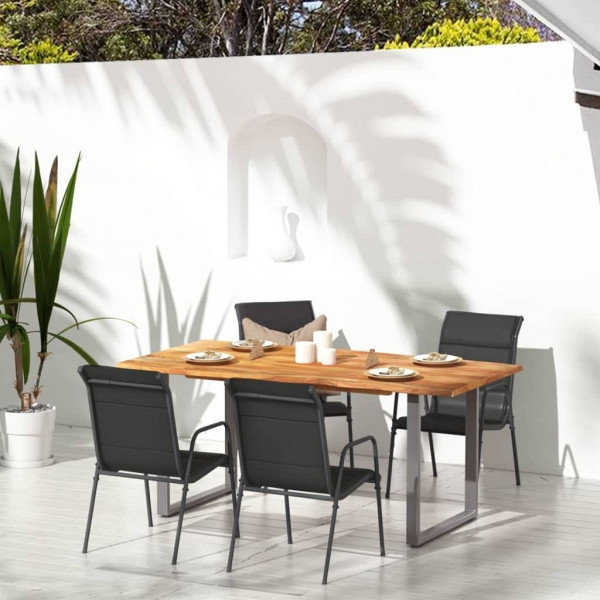 vidaXL Gartenstühle 4 Stück Stahl und Textilene Schwarz, 316821