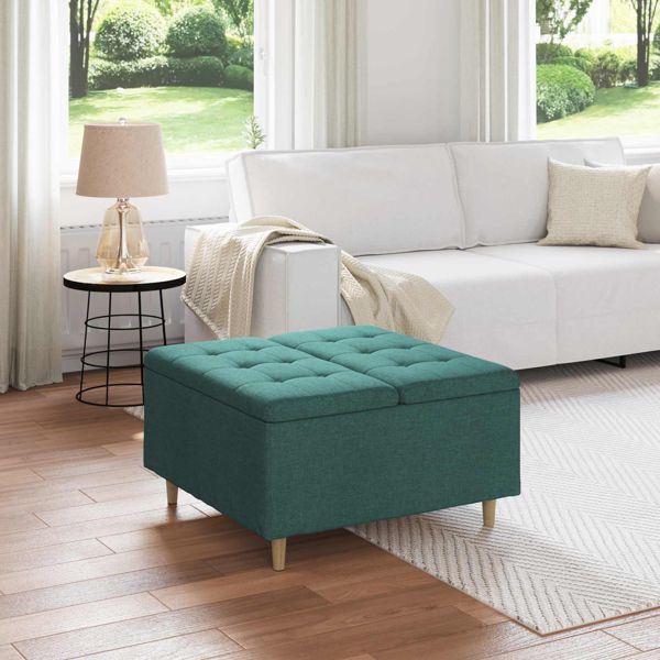vidaXL Aufbewahrungsottomane Dunkelgrün 80 x 80 x 45 cm Stoff, 876836