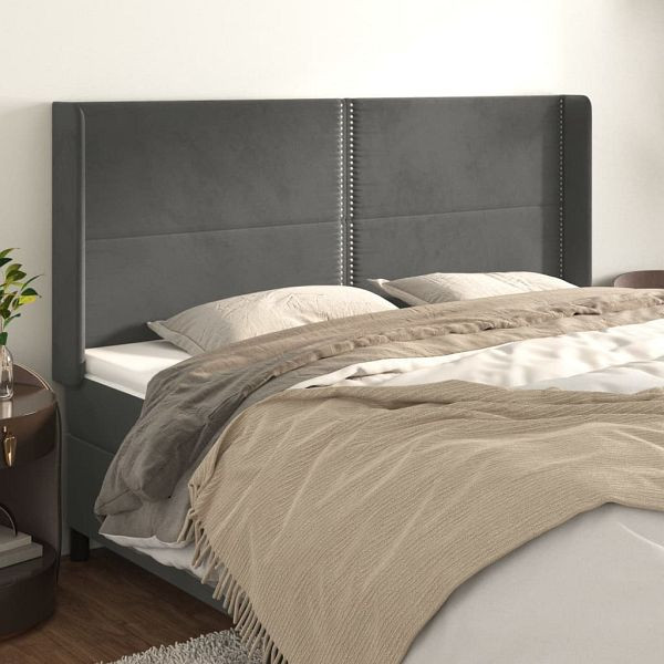 vidaXL Kopfteil mit Ohren Dunkelgrau 183x16x118/128 cm Samt, 3119501