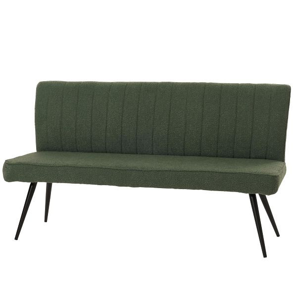 Mendler Sitzbank HWC-K16, Esszimmerbank Bank Polsterbank, Rückenlehne Stoff/Textil Bouclé Metall 160cm, grün, 108198+108199