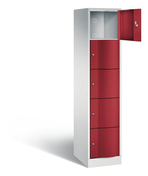 C+P Schließfachschrank Resisto, H1950xB396xT540mm, Farbe: Lichtgrau / Rubinrot, 8570-172 S10094