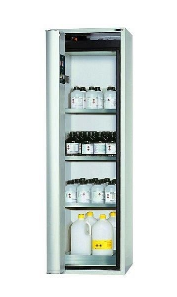 asecos Sicherheitsschrank S-PHOENIX touchless-90, S90.196.060.FDAO in lichtgrau RAL 7035 mit 3x Fachboden (Edelstahl), 30237-001-30257