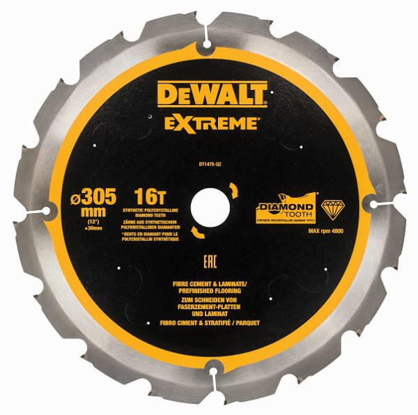 DeWalt Kreissägeblatt PCD 305/30mm 16Z, Faserzement, DT1475-QZ