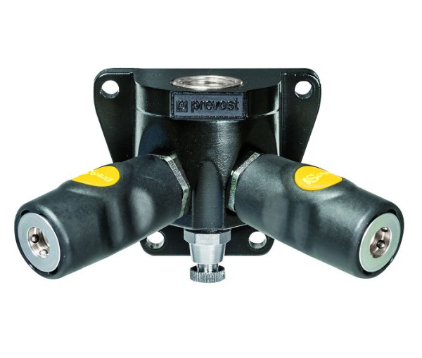 Prevost Rohrleitungsdose mit Innengewinde-2 Kupplungen und Ablass-Profil ARO 210-Durchgang 6 mm, Eingang G 1/2, Ausgang 2 Kupplungen=ASI 06, ASI 068103WK