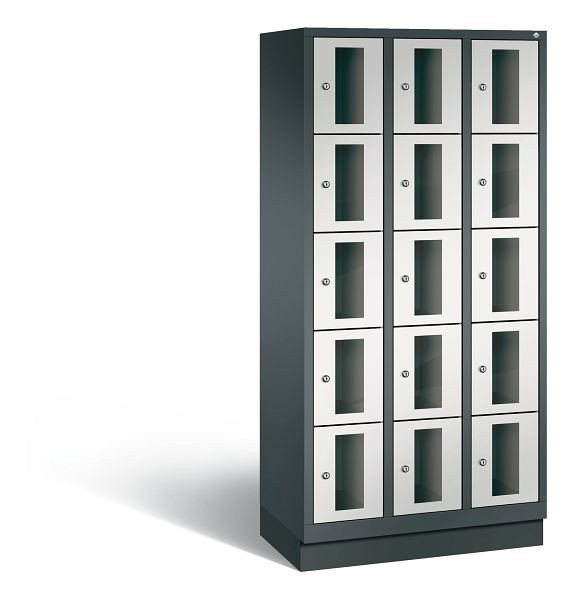 C+P Schließfachschrank Classic, 15 Fächer, H1800xB900xT500 mm, Anthrazit/Grau, 8020A305 S10024
