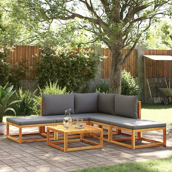 vidaXL 6-tlg. Garten-Sofagarnitur mit Kissen Massivholz Akazie, 3278823