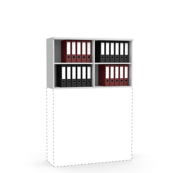 Deskin Aufsatz-Regal MULTI M, Dekor Lichtgrau, B 1200 x H 710 x T 420 mm, 271934
