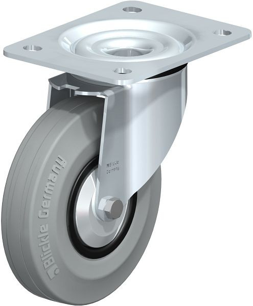 Blickle L-VPP 140R-SG-FA Stahlblech-Lenkrolle, mittelschwere Ausführung, mit Anschraubplatte, Vollgummi, Schwarz, 749529