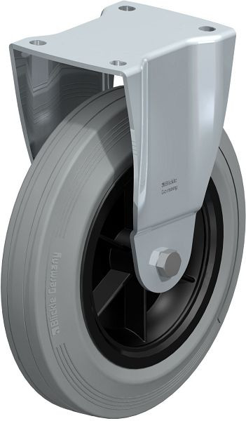 Blickle BH-VPP 250G-SG Stahlblech-Bockrolle, Schwerlast-Ausführung, mit Anschraubplatte, Vollgummi, Grau, 659904