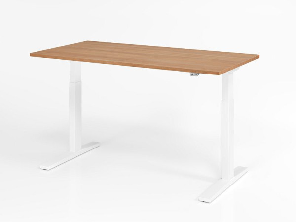 Hammerbacher Schreibtisch XMKA16, 160 x 80 cm, Platte: Nussbaum, 25 mm dick, ABS-Dickkante, Rechteckform, Weiß, VXMKA16/N/W