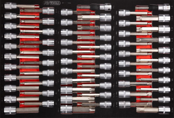 KS Tools 1/2'' Bit-Stecknuss-Satz in Schaumstoffeinlage, 64-teilig, 811.1064