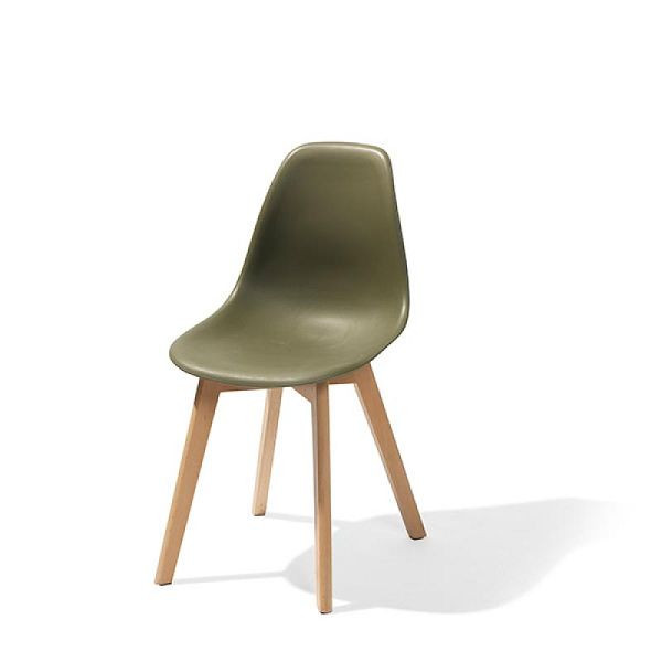 VEBA Keeve Stapelstuhl grün ohne Armlehne, Birkenholz Gestell und Kunststoff Sitzfläche, 47x53x83cm (BxTxH), 505F01SDG