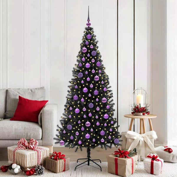 vidaXL Weihnachtsbaum mit 300 LEDs mit Ständer Schwarz 180 cm PVC, 3396484