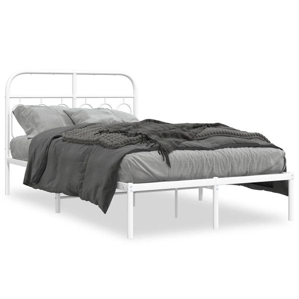 vidaXL Bettgestell mit Kopfteil Metall Weiß 120x200 cm, 377164