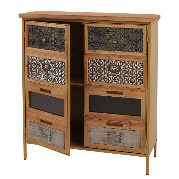 Mendler Apothekerkommode HWC-O79, Schrank Highboard Staufächer, Vintage Shabby-Look 94x80x35cm, blau, 139304