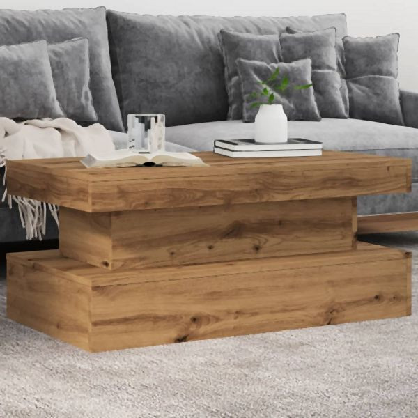 vidaXL Couchtisch mit LED-Leuchten Artisan-Eiche 90x50x40 cm, 857715