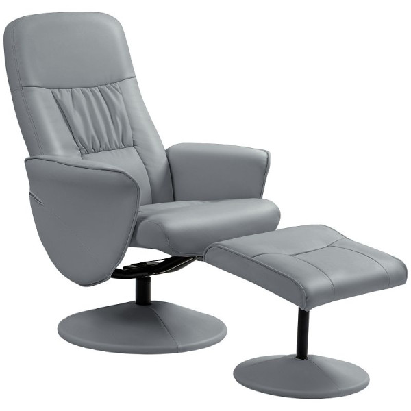 HOMCOM 2-teiliges Sessel-Set Sessel mit Fußhocker Relaxsessel mit Fußhocker, höhenverstellbar, neigbare Rückenlehne, Hellgrau, 833-694V01LG
